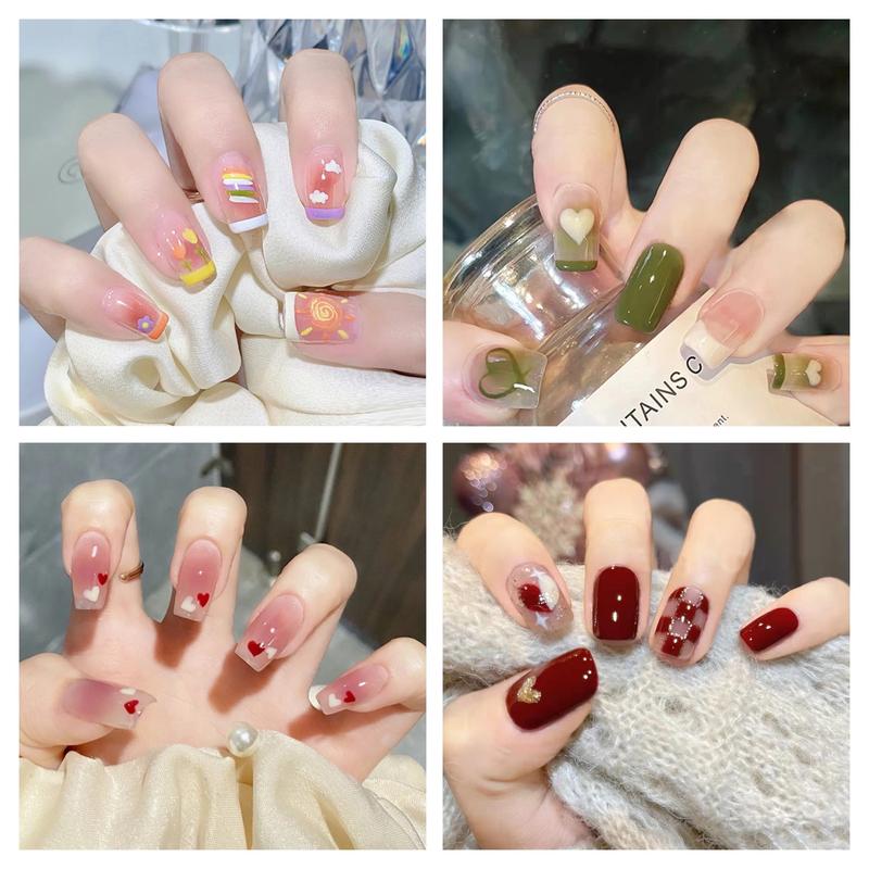 Móng Tay Giả 24 Cái dây Keo Thạch Màu Miếng Dán Móng Tay Có Thể Tái Sử Dụng Với Móng Tay Giả