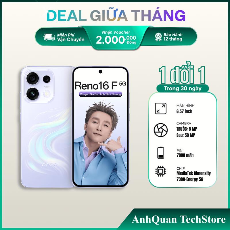 [Chính Hãng] Điện thoại OPPO Reno16 F | Reno 16F 5G (8GB/256GB) - Bảo Hành 12 Tháng