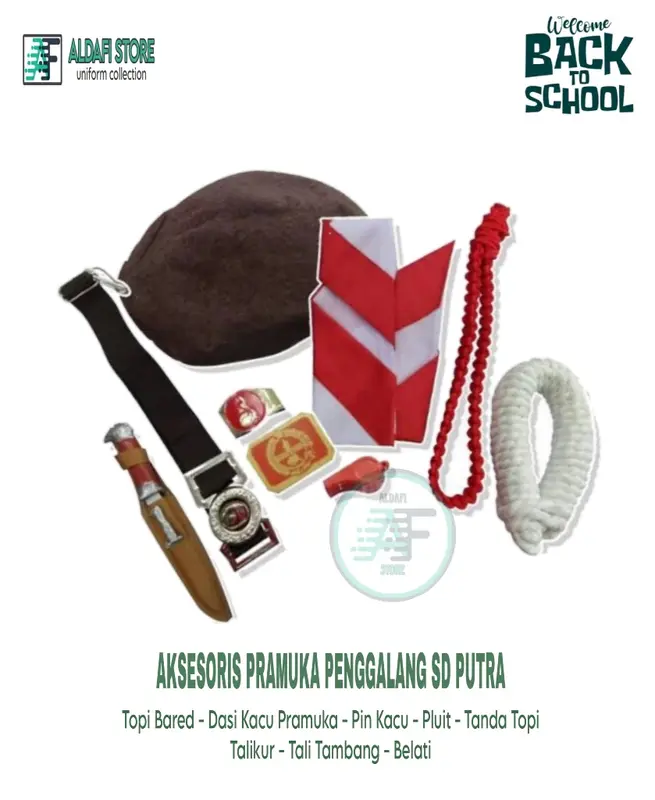 Setelan Seragam Pramuka Penggalang SD Pendek-Panjang Baju Anak Laki-Laki Usia 6-12 Tahun Paket Komplit Bonus Perlengkapan Aksesoris Pramuka Putra 4