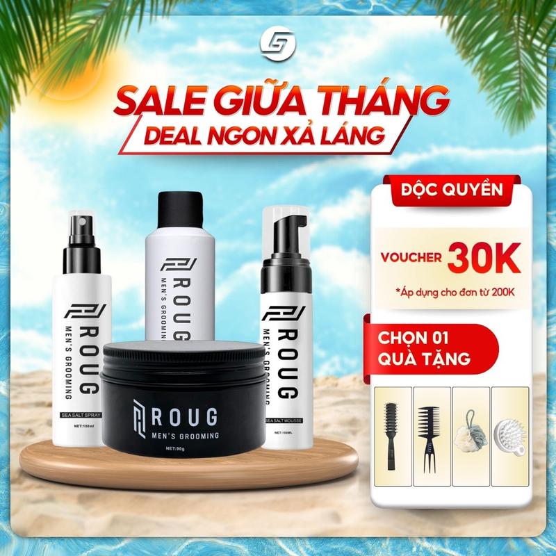 Sáp Vuốt Tóc Nam Roug Men's Grooming Matte Clay 90g - Bọt Tạo Kiểu Roug, Gôm xịt tóc Roug, Xịt Tạo Phồng Roug Chính Hãng Singapore - Tặng kèm lược Roug