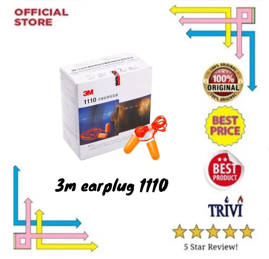 Earplug 1110 cord protector foam, penutup pelindung telinga busa Box.