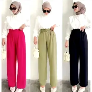 Celana Kulot Crinkle Model Kancing Dua Variasi - Loose Pants