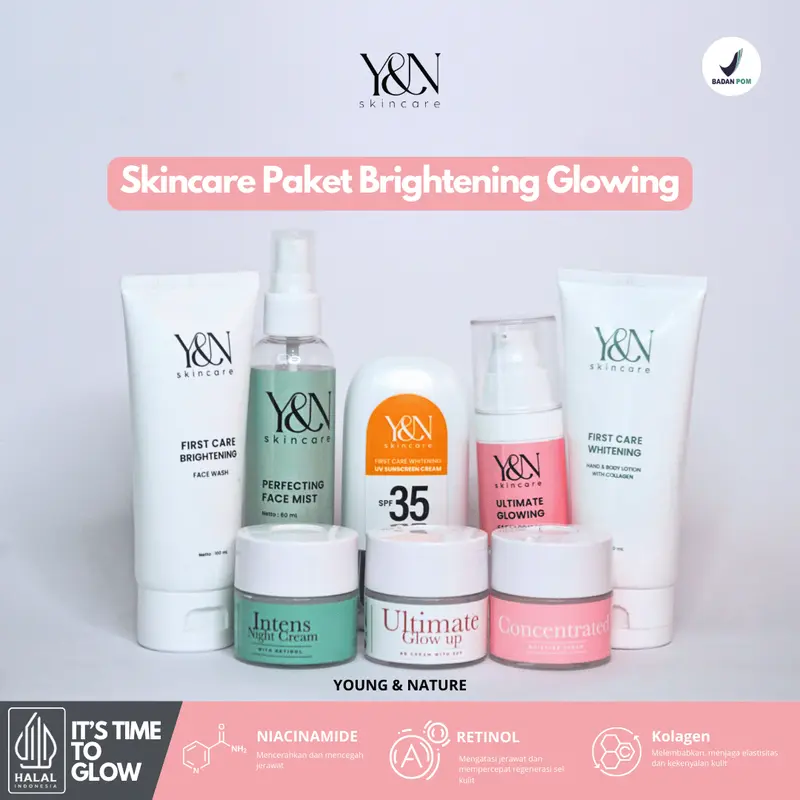 Paket Glowing Y&N Skincare Perawatan Wajah Pencerah Muka Mencerahkan Moisturizer Facial Pelembab Lotion 1
