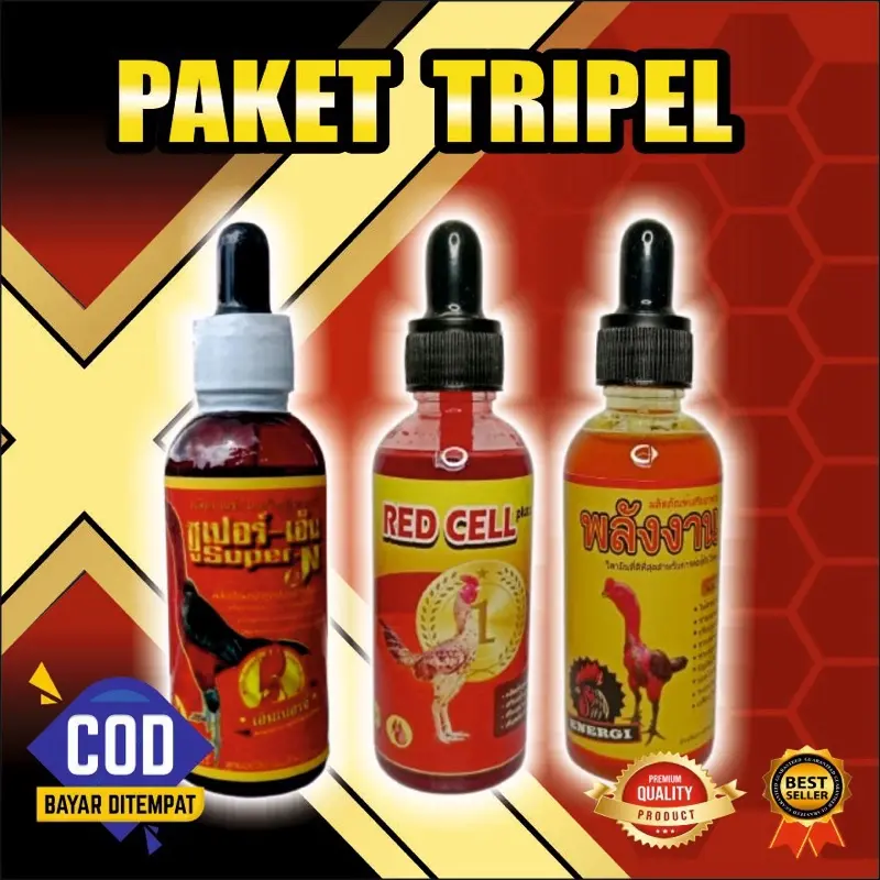 Paket Triple Rawatan Harian Lengkap Redcell Super N Energy Liquid Untuk Ayam Laga Pro/Kontes 0