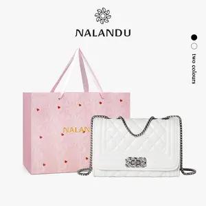【Quinn Bag】NALANDU Tas Selempang Wanita Elegan Rantai Desain Kotak Sling Bag Kulit Hitam Kekinian Buat Kondangan