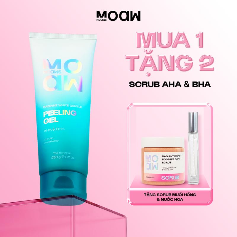 MUA 1 TẶNG 2 MOAWS Tẩy Da Chết AHA BHA Hương Nước Hoa Không Rít - Tẩy Tế Bào Chết Cơ Thể Mịn Da Gel MOAW với Vitamin C & Arbutin Giúp Làm Sáng Da Giảm Thâm Sạm