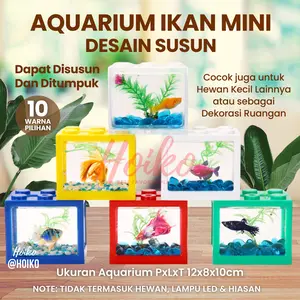 Akrilik Tank Mini Stackable Aquarium Soliter Susun Tempat Kandang Akuarium Kecil Ikan Hias Cupang Guppy Molly Emas
