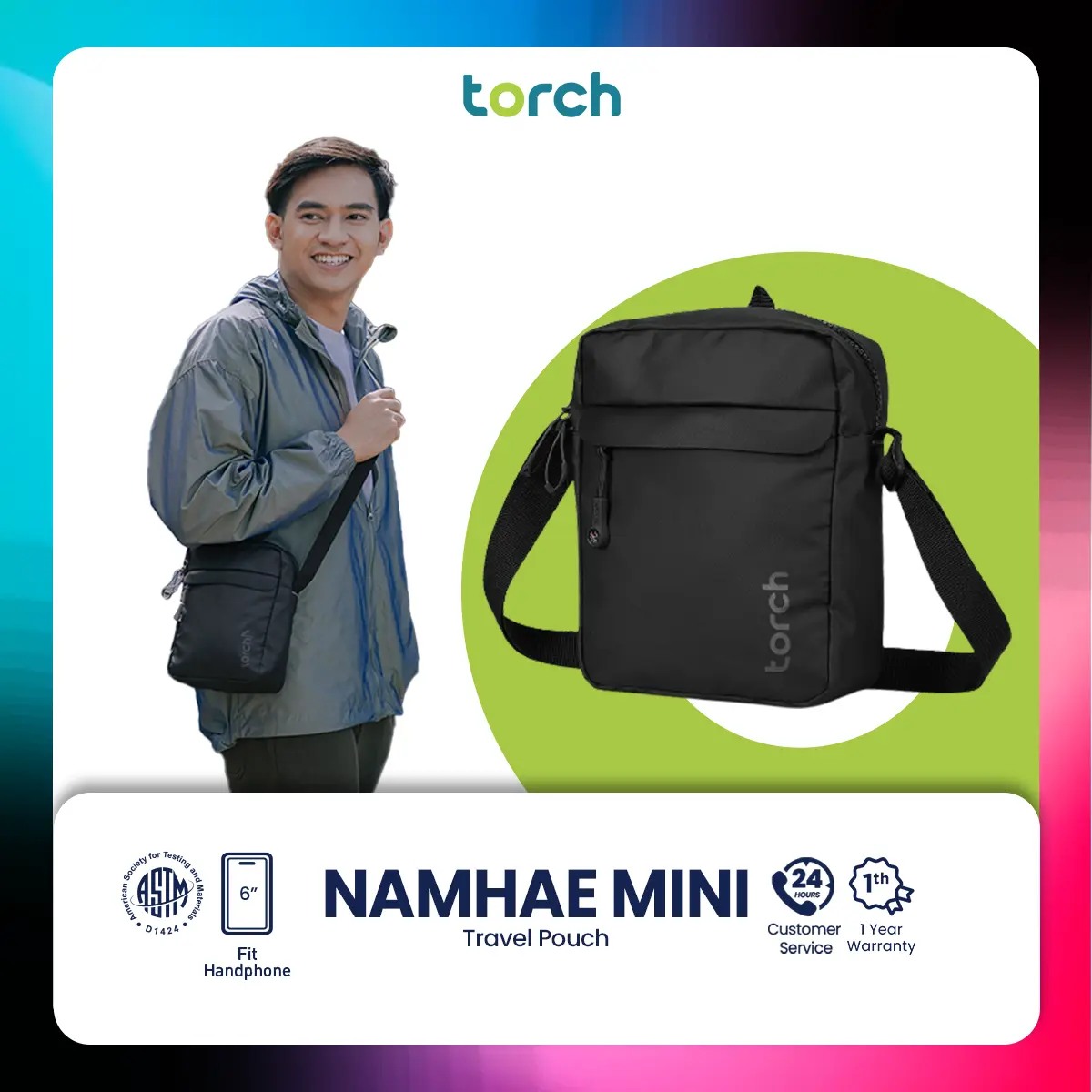 TORCH Tas Selempang Pria Multifungsi - Sling Bag Mini Pouch Namhae Hitam Slingbag