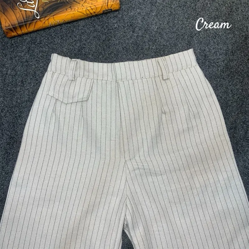 NFS - Oro Pants Stripe Bangkok - Celana Wanita Nyaman Anti Kusut - Celana Panjang Korean Style - Celana Panjang Formal Highwaits Wanita Casual Kekinian 5