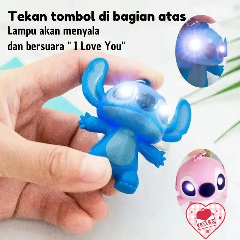 [Versi audio]LED I love you Mike Gantungan Kunci Key Chain Lucu glitter kunci mobil   ​​​​Mainan Disney Monster Inc Lampu Led Bersuara Berbunyi  / Monster Inc Mike James/MichaelWazowski 1