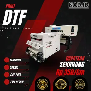 NAD.ID Cetak DTF Lebar 60cm Hasil Tajam Tahan Cuci Cocok Semua Kain Ekonomis 58x100 Siap Press Free Design Best Seller Best Price Best Quality