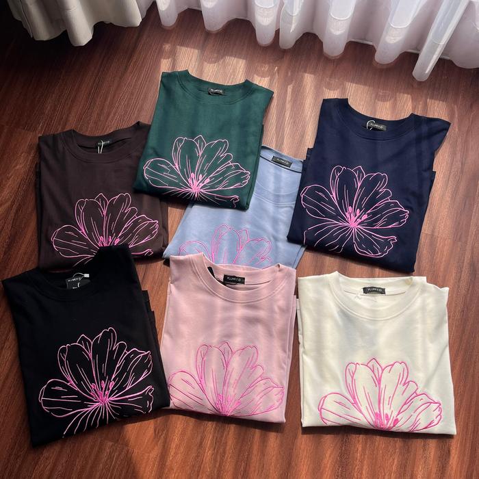Popular 043 Promo Kate | Kaos Wanita Oversize Motif Bordir Bunga Materrial Cotton ...