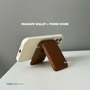 Lipzie Magsafe Leather Wallet + Phone Holder (Magsafe Wallet) (Case iPhone 12 13 14 15 PRO PROMAX PLUS)