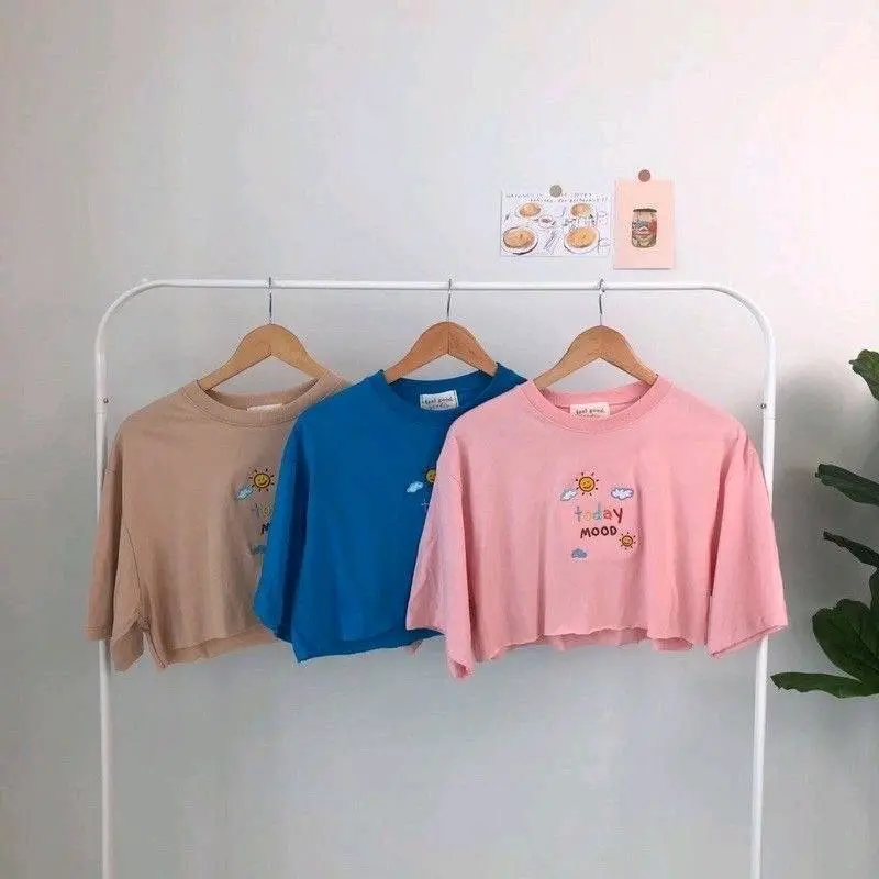 KAOS OVERSIZE CEWEK CROP TODAY MOOD KIYOWO LENGAN PENDEK 5