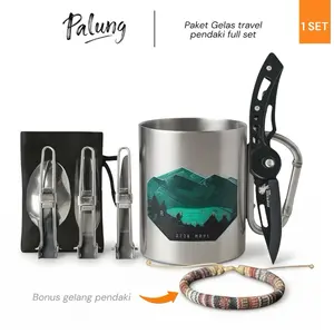 Paket cangkir stainless cangkir carabiner cangkir pendaki