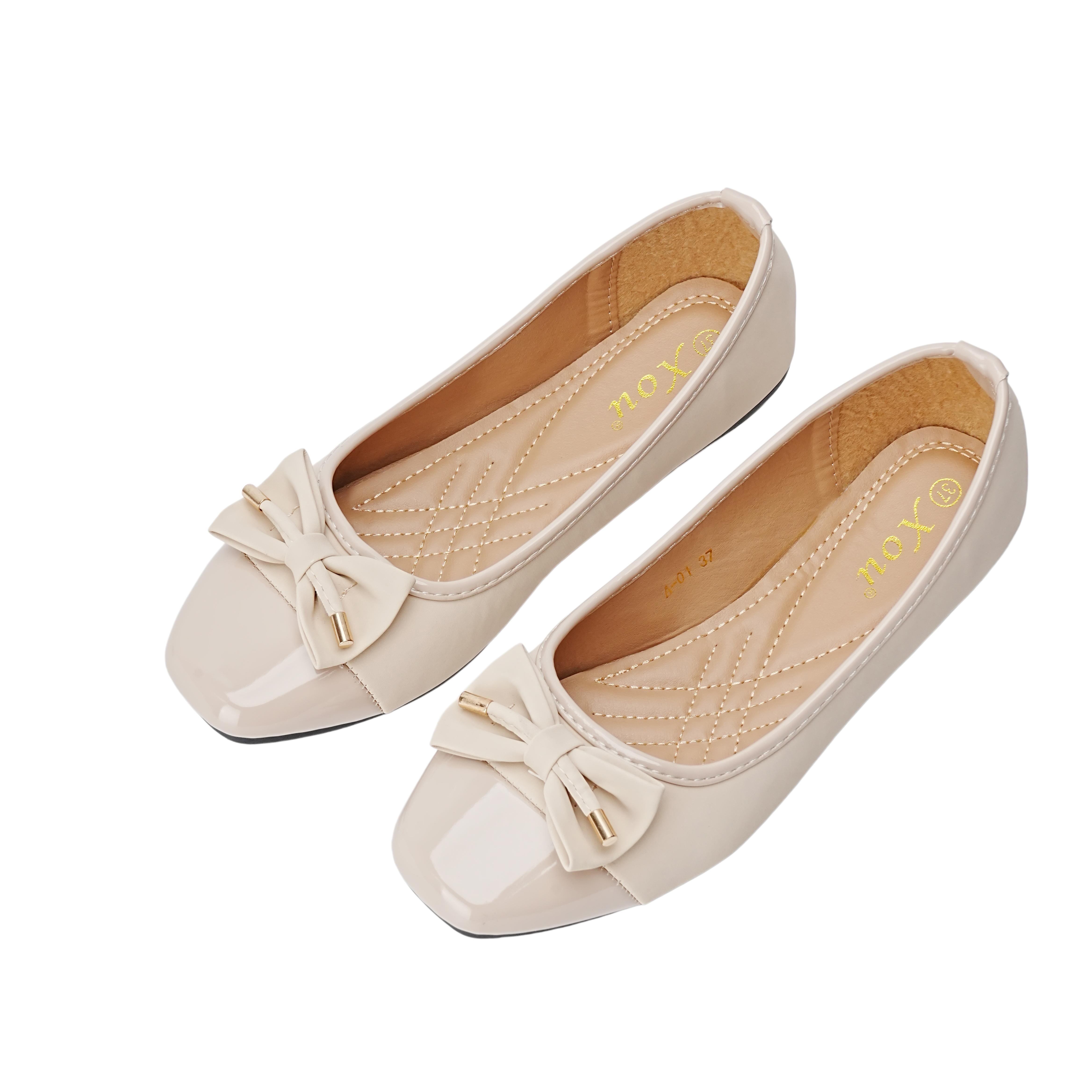 XOU New Fashion Flatshoes sepatu kantor wanita terbaru 2026 Wanita Populer Baru Sepatu Flat Balet A01 dengan Pilihan Warna Elegan dan Desain Bow Stylish
