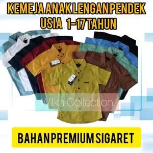 KEMEJA ANAK LAKI LAKI LENGAN PENDEK USIA 1-17 TAHUN BAHAN SIGARET