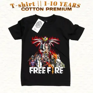 Kaos Baju Free Fire Max Anak Laki Laki Perempuan usia 1-10 tahun Fashion Distro Katun 30s Harian