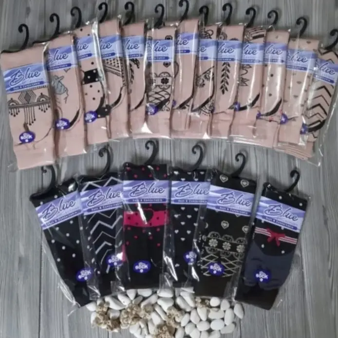 Kaos kaki jempol bermotif, muslimah bahan tebal