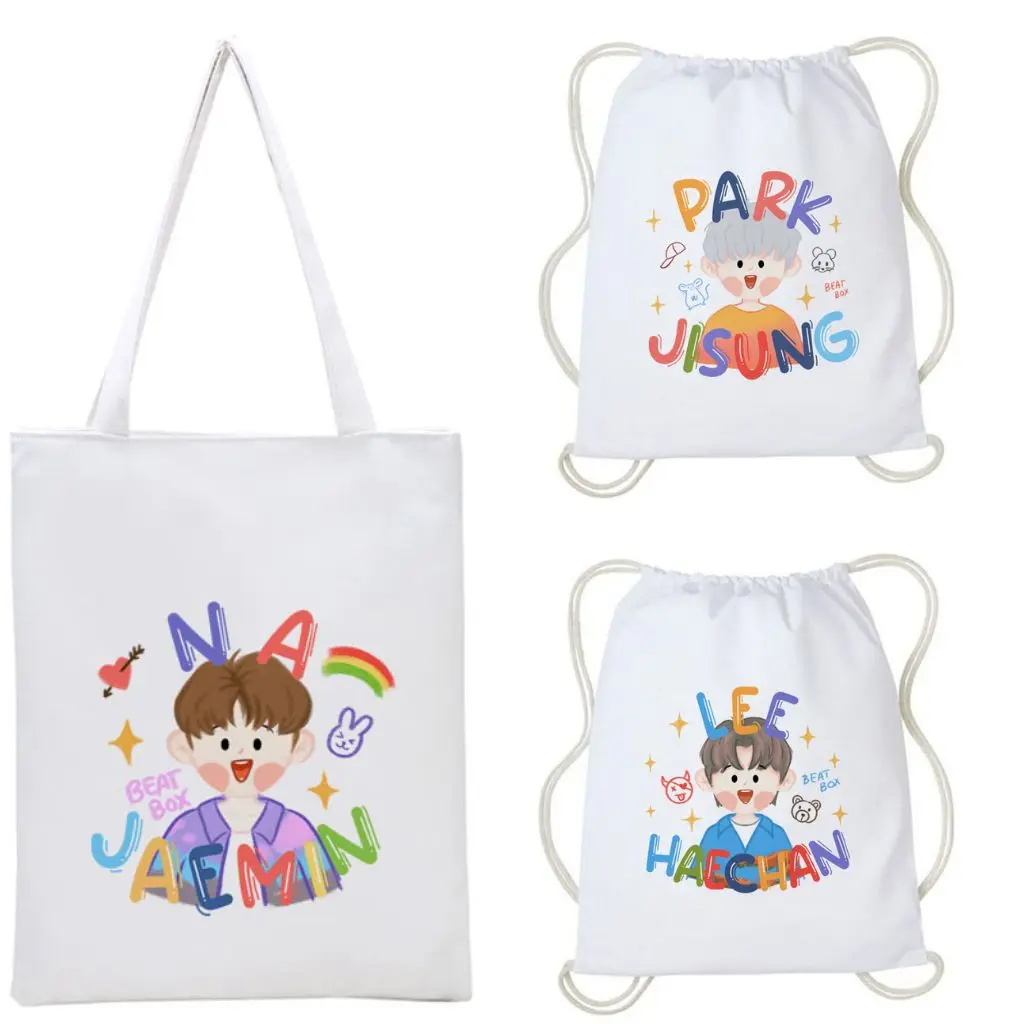 Totebag NCT Dream Chibi Lucu Kpop Korea String Bag Tas Serut Kanvas Wanita Tas Gendong Aesthetic
