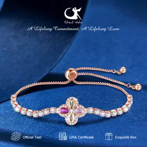 【003Harga telah dibanting, segera di CO】Chard Wake Gelang Wanita Original Berlian Zircon 5A Mewah Fashion Titanium Gelang Cewek Kotak Indah CWB027-Rose