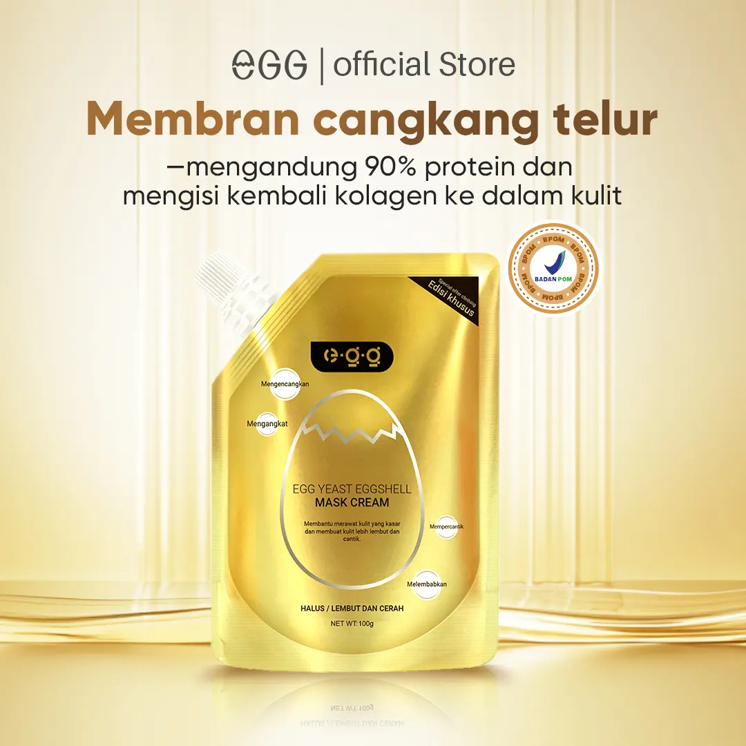 COD&BPOM | 1 PCS Egg Shell Yeast Mask Cream Anti Aging Memutihkan Mengencangkan Kult Menghilangkan jerawat dan melawan jerawat Original 1PCS Kering Masker Wajah