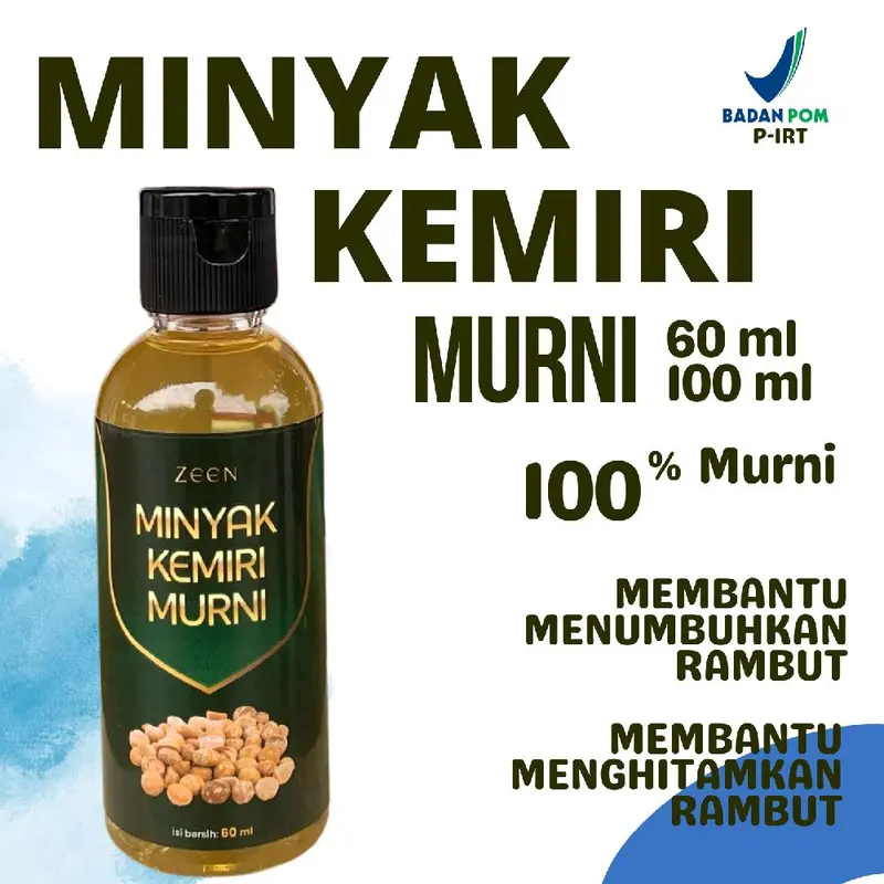 Minyak Kemiri Murni dan Bakar Organik Netto 100 Ml & 60 Ml Nutrisi Rambut Haircare Perawatan minyak kemiri kemiri bakar 2