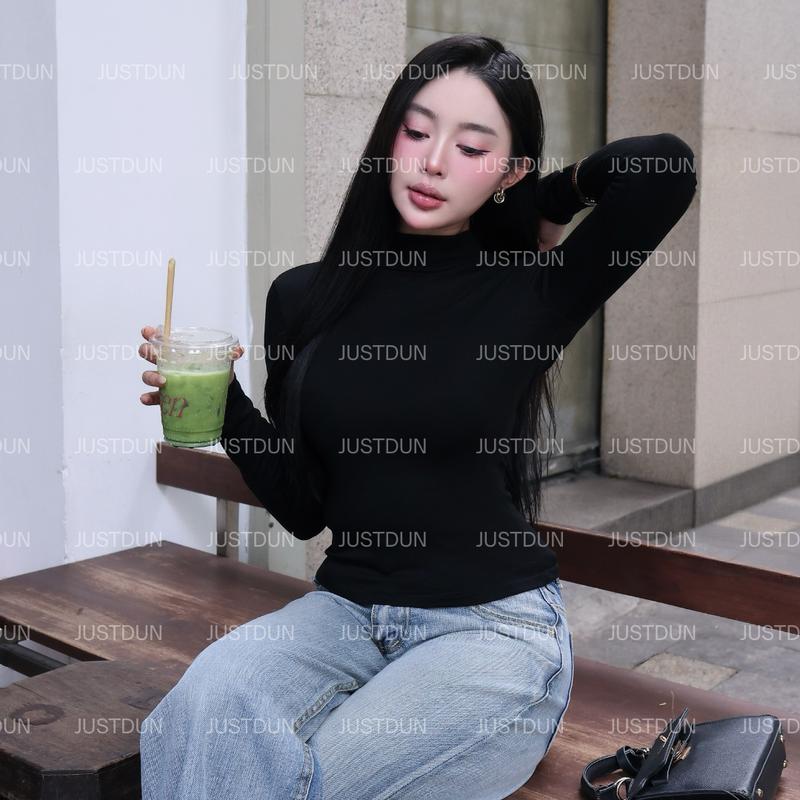 Áo Thun Ôm Body Giữ Nhiệt Cổ Cao 8 Phân, Tay Dài JUSTDUN C20 – Chất Cotton Dày Dặn, Tôn Dáng | BigBuy360 - bigbuy360.vn