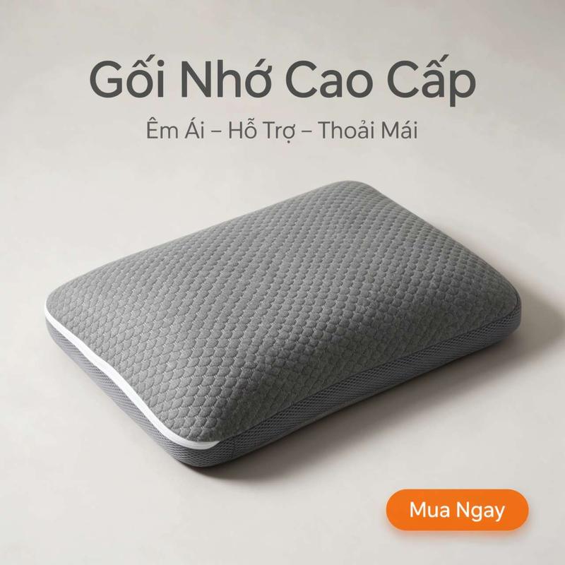 Gối Memory Foam Ngủ Mềm Êm Thoáng Khí, Vỏ Gối Tháo Rời Giặt Được, Gối Ngủ Gia Đình60×40×10cm 2 cái gối