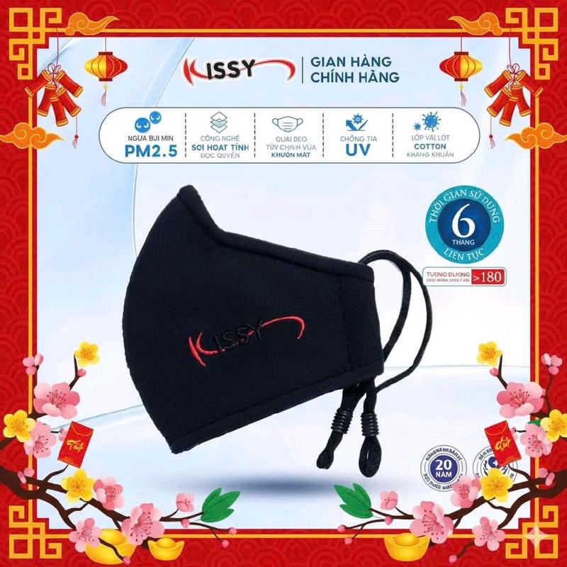 Khẩu trang 5D chống bụi Kissy bảo vệ sức khỏe chống tia UV PM 2.5 vải COTTON quai đeo tùy chỉnh
