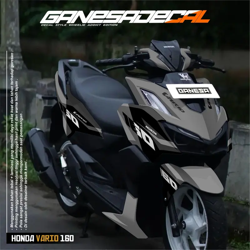 Decal stiker Vario 160 New ABS/NON ABS full body Dekal Sticker Motor Honda Vario 160 fullbody Custom Variasi Desain Grafis Elegan Ganesa 24.11 7