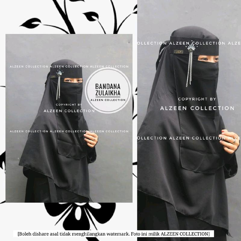 bandana al zeen temboro bahan jetblak mix sifon silk 100 dapat 3 6