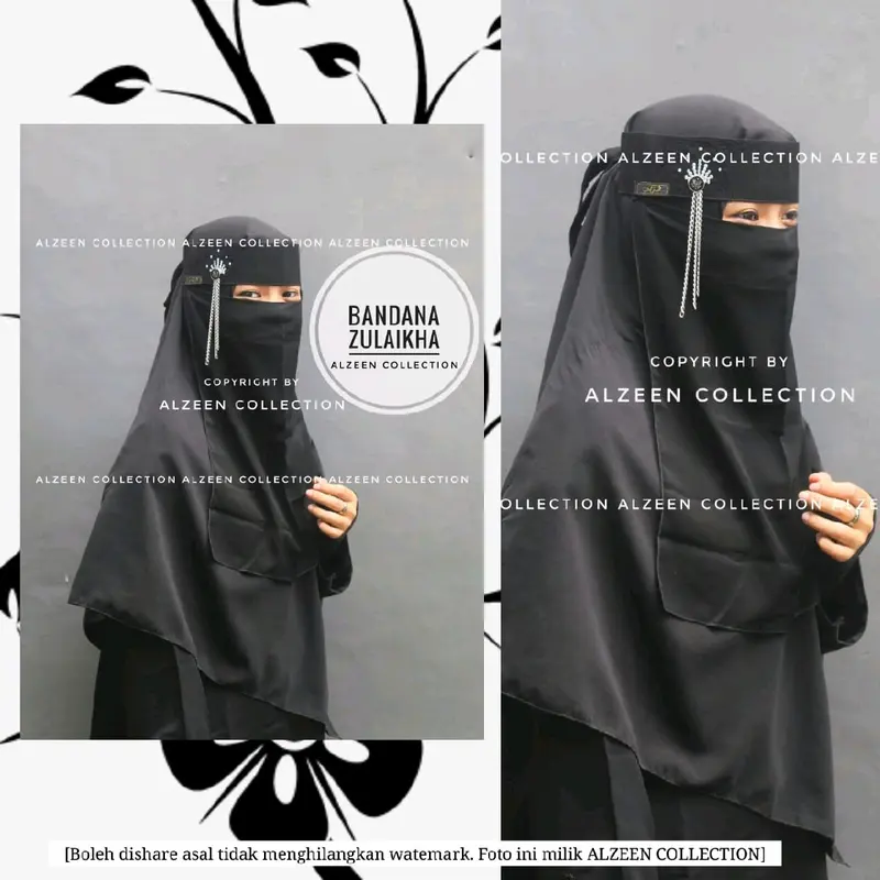bandana al zeen temboro bahan jetblak mix sifon silk 100 dapat 3 6