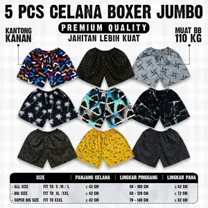 5 Pcs Celana Pendek Boxer Premium Super Jumbo Pria Wanita