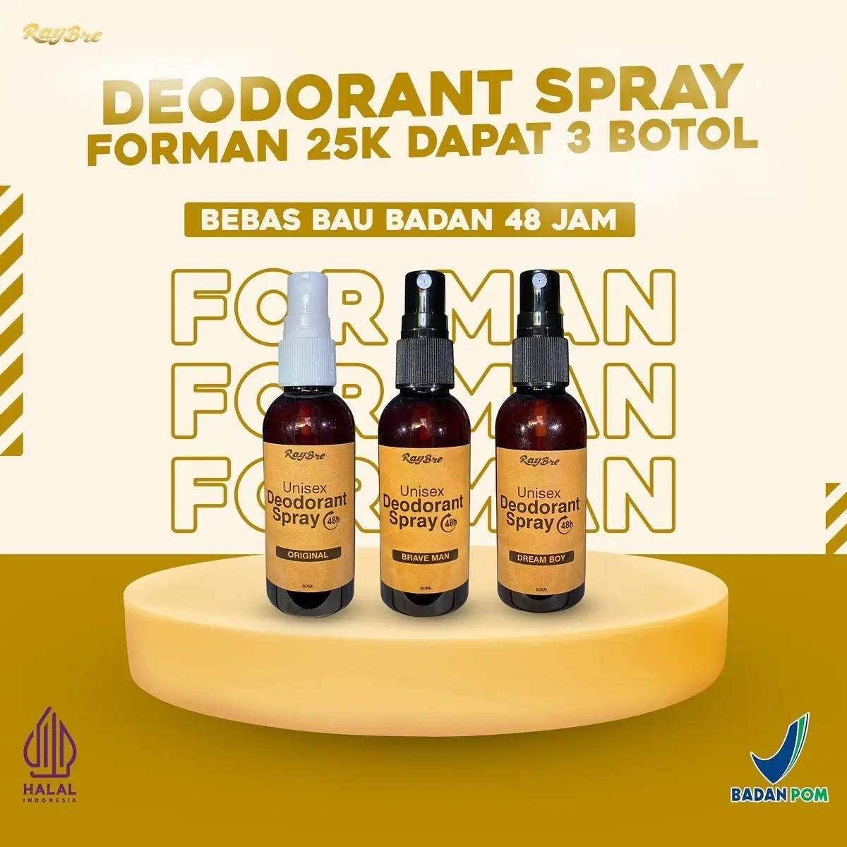 25Ribu deodorant spray dapat 3 aroma Cowok 60ml