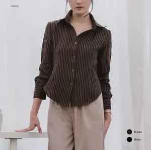 Bestari colletion - Luna Stripe Kemeja Fitted - Kemeja salur Basic - Kemeja Wanita  Fitted - Atasan Wanita slim