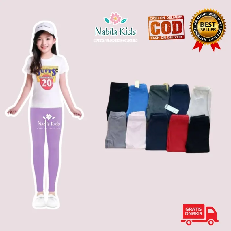 Legging Anak Polos PREMIUM umur 9-12 tahun Fashion 6