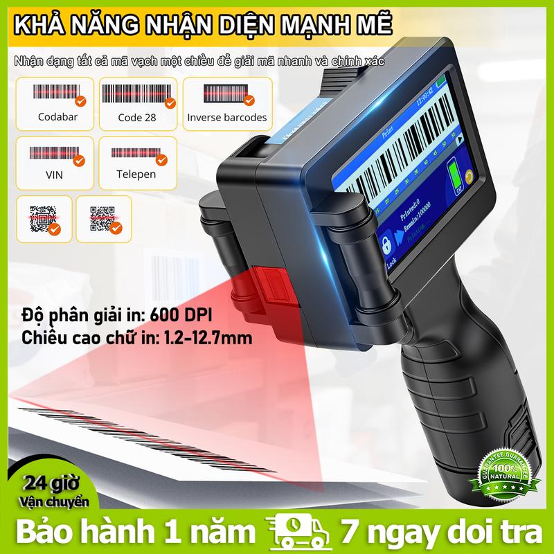 Máy in date cầm tay (kèm mực in), Máy in date mini dòng, Siêu Sale giá rẻ màn hình cảm ứng,Có Tiếng Việt, in bề mặt phẳng và cong- chuyên in hạn sử dụng mã qr logo in mọi bề mặt