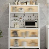 Gambar Lemari piring multifungsi Rak kabinet dapur berpintu Rak microwave Lemari piring berdiri di lantai tertutup - Enam lapisan hitam - 100cm dari NURUL119 Kota Tangerang 3 Tokopedia