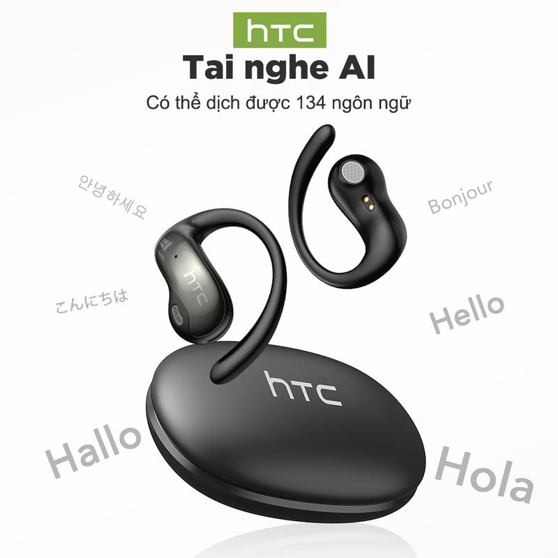 Tai nghe không dây HTC NE19 Tai nghe AI, mở và nhẹ, hỗ trợ dịch 134 ngôn ngữ, ghép nối Bluetooth, dịch thời gian thực, phản hồi nhanh, chất lượng âm thanh HIFI, có micrô. Thích hợp cho công việc và mặc thường ngày.