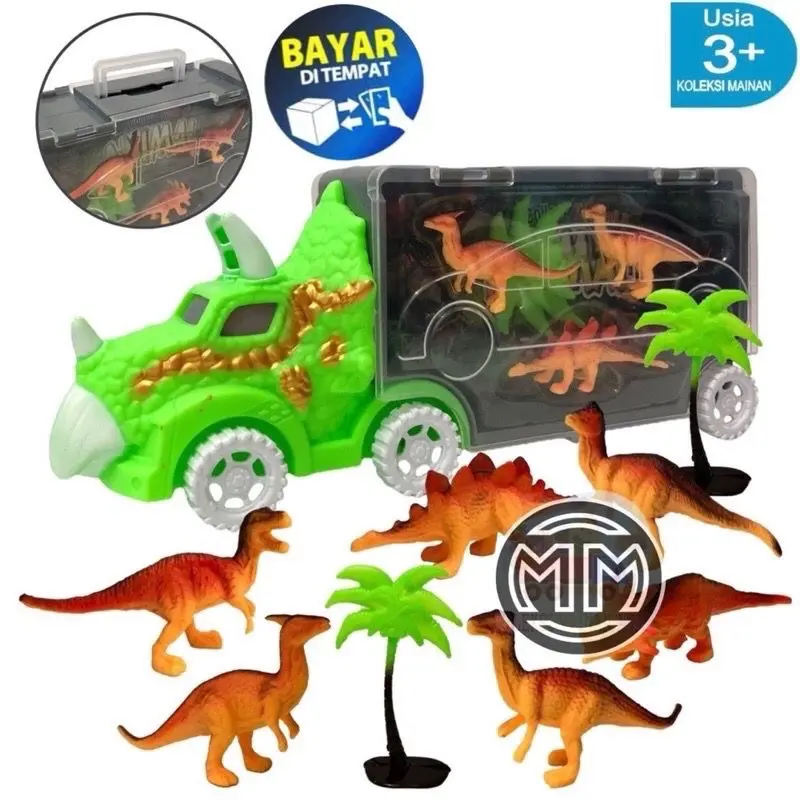 Mainan truck isi dinosaurus 6pcs animal truck carry dinosaurs