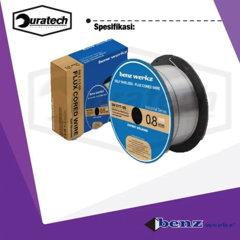 Benz Werkz Kawat Las Mig 0.8MM 1MM 1KG Flux Cored Wire NON CO2 Kawat Las Mesin Las MIG Tanpa Gas 0,8mm 1mm Berat 1kg Wire Inverter Mig Welding Tanpa Gas CO2 MIG Wire diameter 0.8mm atau 1mm berat 1 kg 2
