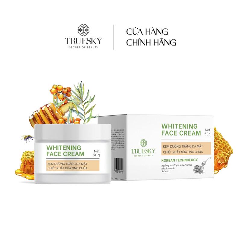 Hộp lớn 50g - Kem dưỡng trắng da mặt Truesky Whitening Face Cream chiết xuất sữa ong chúa 50g