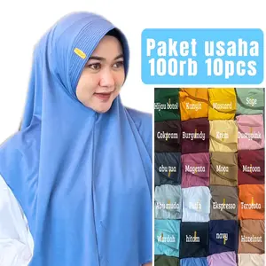 (Promo 100 dapat 10 ) hijab bergo hamidah size M label akrilik gold menutup dada bahan jersey premium cantik pad busa  Kerudung Lembut Syari Instan Renda Sporty muslim nyaman panjang casual santai Khimar Variasi