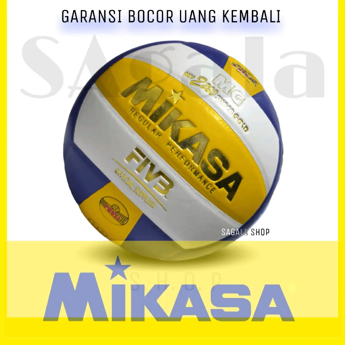 MIKASA SUPERGOLD Bola Voli MV2200 Size 5 Grade Original Training Match Ball Voly Volley Volly Outdoor Pompa
