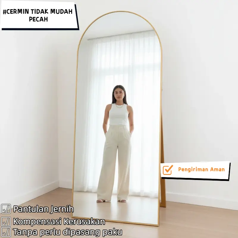[COD][Kemasan Kayu] Standing Mirror/ Premium Standing Mirror /Aesthetic Full Frameless Oval Berdiri/Digantung 150/160*40/50CM (Bingkai kayu + kemasan bungkus gelembung 0 Kerusakan)