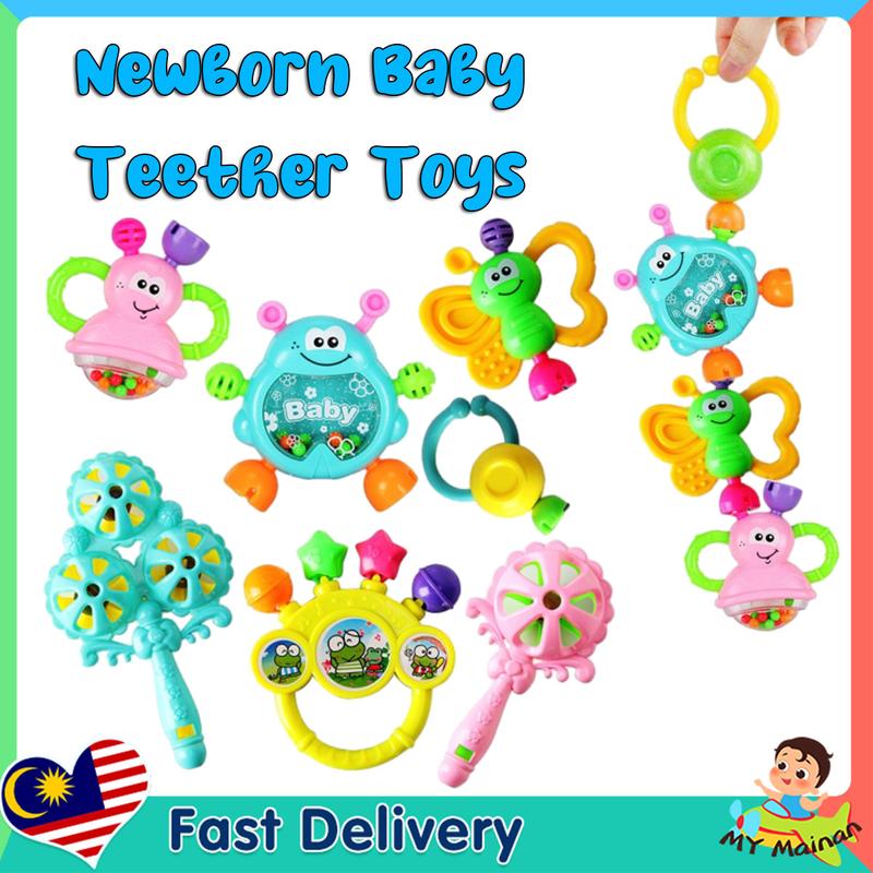 Newborn Rattle Toy Funny Expression Pattern Colored Shaking Bell ...
