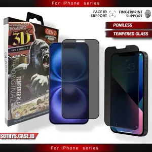 [ KAMERA BOLONG ] Anti Spy Poniless Tempered Glass Untuk iPhone 6 6+ 7 7+ 8 8+ X XS MAX XR 11 12 13 14 15 16 16E 17 Pro Max Plus Air Screen Protector Anti Gores Privacy Glass