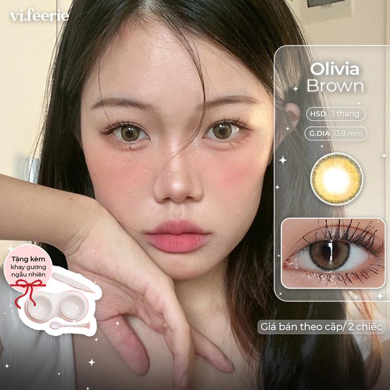  Kính áp tròng - lens nâu tự nhiên áp tròng trong trẻo 1 tháng Olivia Brown @vi.feerielens 
