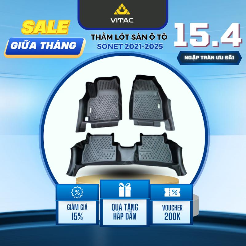 Freeship_Thảm lót sàn ô tô 5D KIA SONET 2021-2025 đúc nguyên khối TPV (3 tấm/Bộ)